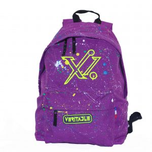 Sac à dos Violet - Motifs jets d'encre avec logo Jaune